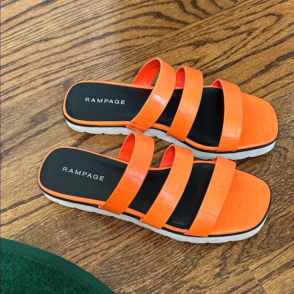 Rampage Bright Orange Triple Strap Slides